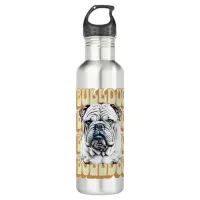 English Bulldog with Retro Font Stainless Steel Water Bottle