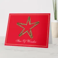 Star of Wonder Red Faux Gold Stylish Christmas Card