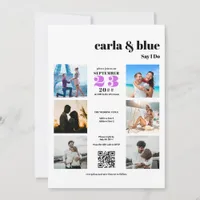 Chic Instagram Photo Collage RSVP QR Code Wedding Invitation