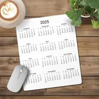 2025 Modern Minimalist Black and White Calendar Mouse Pad