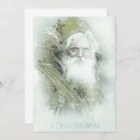 Frosted vintage Santa Claus Holiday Card