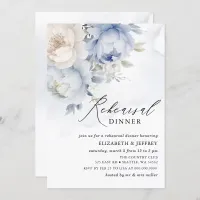 Modern Elegant Dusty Blue Floral Rehearsal Dinner  Invitation