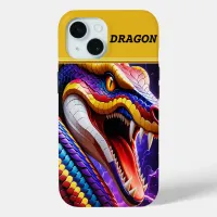 Cobra snake with vibrant red blue and yellow scale iPhone 15 case