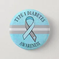 Type 1 Diabetes Awareness Blue Gray Button