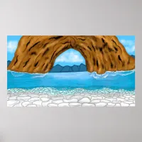 Ocean, Canyon and Mountains Digital Art Poster