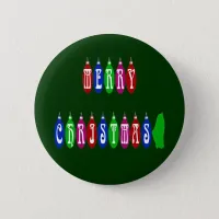 Colorful Merry Christmas Ornament Font Pinback Button