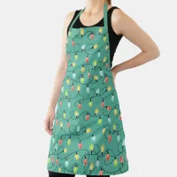 Cute Twinkling Christmas Lights Holiday Pattern Apron