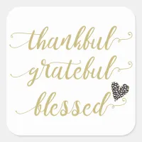 thankful grateful blessed thanksgiving holiday square sticker