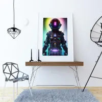 Colorful Atompunk Astronaut digital AI Art Poster