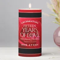 Elegant 15th Rose Wedding Anniversary Celebration Pillar Candle