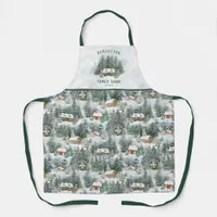 Personalized Family Cabin Winter Pine Forest Apron