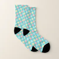 Mid Century Christmas Candy Holiday Pattern Teal Socks