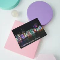 Colorful Greetings from Curacao! Neon Nights Postcard