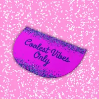 Blue Glitter & Text on Pink- Coolest Vibes Only | Doormat