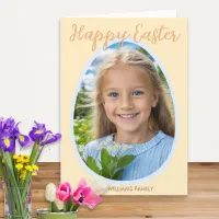 Primrose Yellow Happy Easter Egg Frame Photo Chic Holiday Card