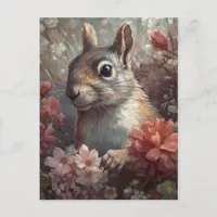 Squirrel and Flowers Postcard