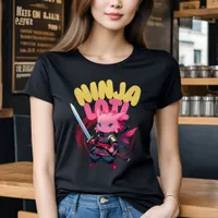 Kawaii Axolotl Ninja - Cuddly Aquatic Animal T-Shirt