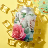 Whimsical Rose Pattern Can Cooler