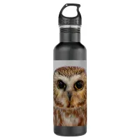 Cute Little Northern Saw Whet Owl Stainless Steel Water Bottle