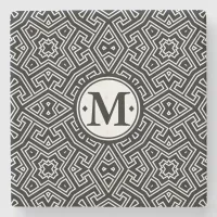 Geometric Pattern Monogram Black and White ID149 Stone Coaster