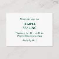 Minimalist Green & White Temple Sealing Invitation