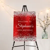 Silver Glitter Red Foil 18th Birthday Welcome Foam Board