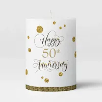 Confetti Gold Anniversary ID174 Pillar Candle