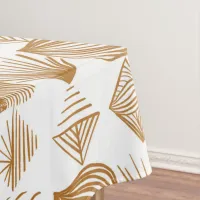 Bold Caribbean Tribal Mudcloth: Gold, White Tablecloth