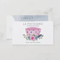 Modern Pink Watercolor Floral Bakery Pastry Chef Business Card