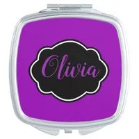 Vibrant, Bold Fuchsia Purple Personalized Compact Mirror