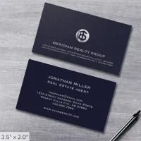 Elegant Navy Professional Real Estate Business Card