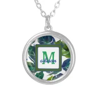 Green Leaves ... Silver Plated Necklace