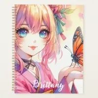 Anime Girl Holding a Butterfly Personalized Planner