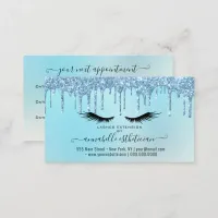 Glitter Blue Eyelash Extension Appointment  Business Card