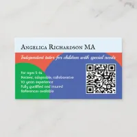 Children's Tutor Special Needs Teacher Education Business Card