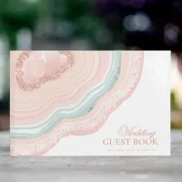 Agate Geode Glitter Wedding Rose Gold ID647 Guest Book