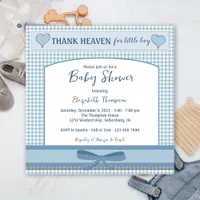 Boys Blue Gingham Baby Shower Invitation