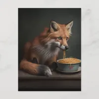 Red Fox Eating a Bowl of Spaghetti Postcard