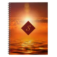 Monogram Sunset Orange Golden Sky Sea of Gold Notebook