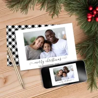 Buffalo Plaid Script Merry Christmas Photo Holiday