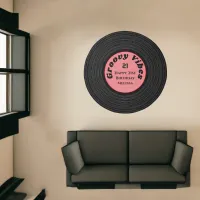 Groovy Vinyl Record Happy 21st Birthday Pink Black Rug