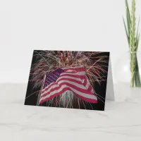 American Flag and Fireworks Card