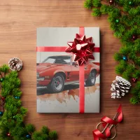 American Classic Red Car Wrapping Paper