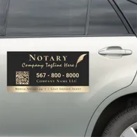 Professional Black and Gold Notary Qr Code Car Magnet