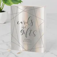 Metallic Geometric Cards & Gifts Silver ID648 Wooden Box Sign