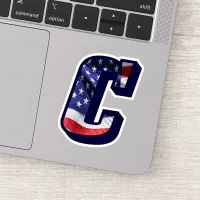 Monogram C American Flag Letter C Initial USA Sticker