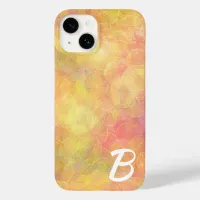 Peach, Coral, Yellow Abstract Bubbles with Initial Case-Mate iPhone 14 Case