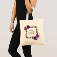 Pretty Purple Floral Flower girl Honor Gift Tote Bag