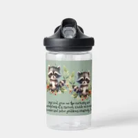 Raccoon Woodland Kids Christian Prayer on Blue | Water Bottle