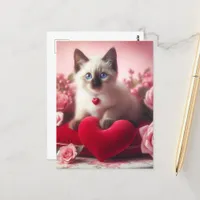 A cute Valentine Siamese Kitten Postcard